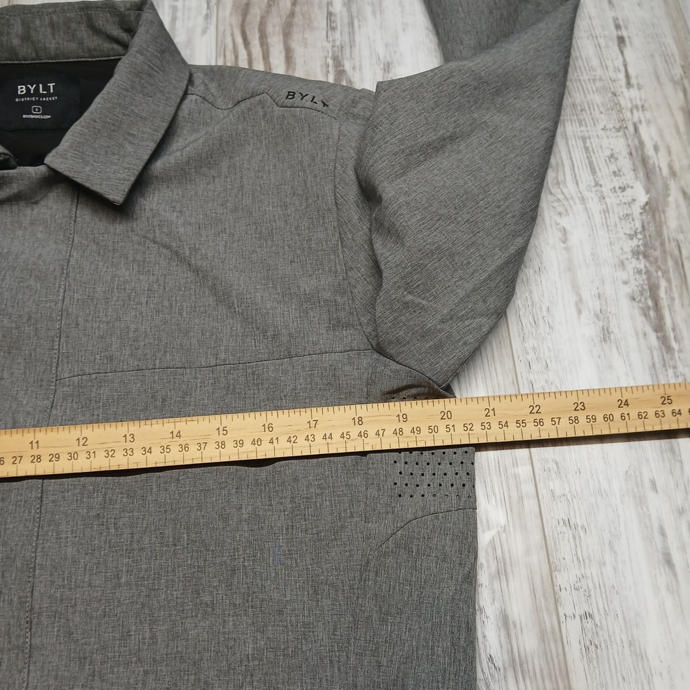 BYLT District Jacket Mens Small Grey‎ Performance Tech Lightweight Snap Front - Picture 9 of 11